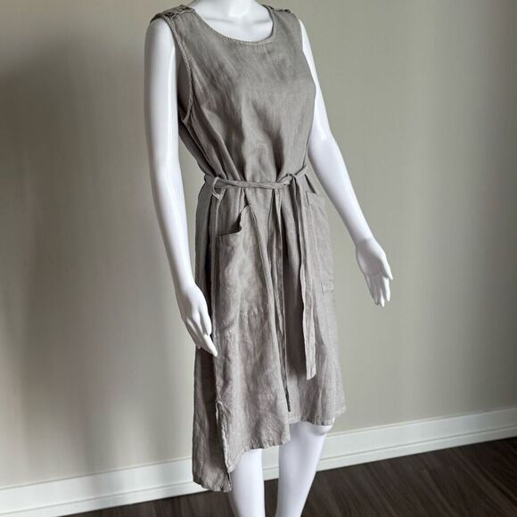 Terzo Millenio Made In Italy 100% Linen Dress Size L - Picture 2 of 8